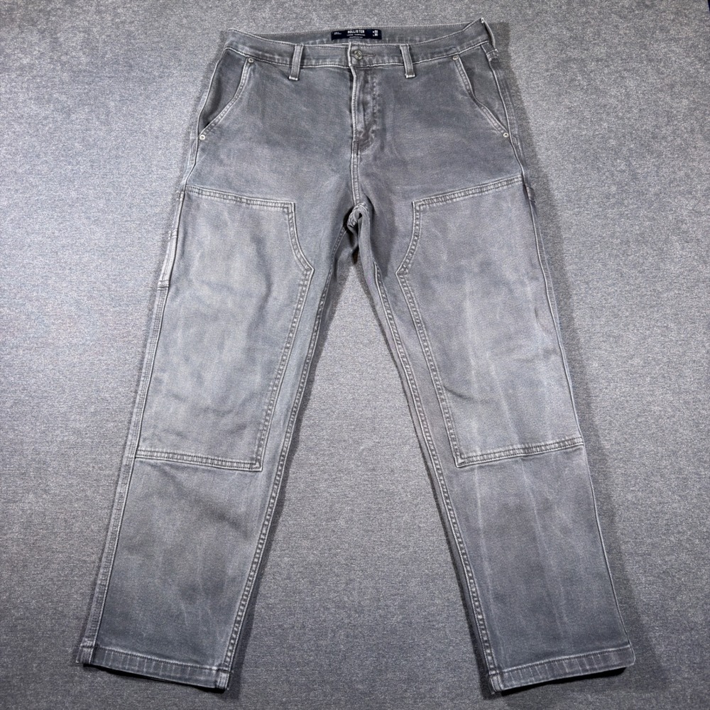 Hollister Loose Carpenter Pants Mens 32x30 Gray Epic Flex Double Knee Workwear